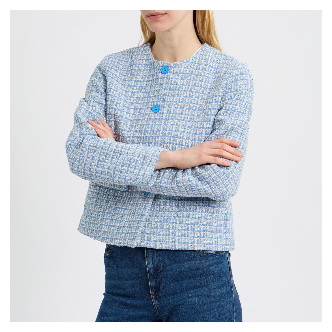 Power Blue Collarless Classic Jacket main product photo