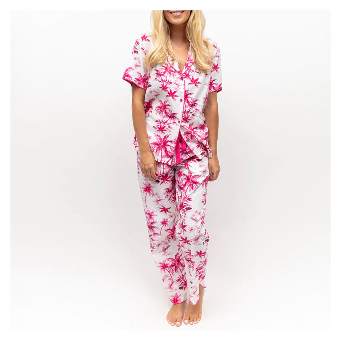 WHITE PALM PRINT PYJAMA SET main product photo
