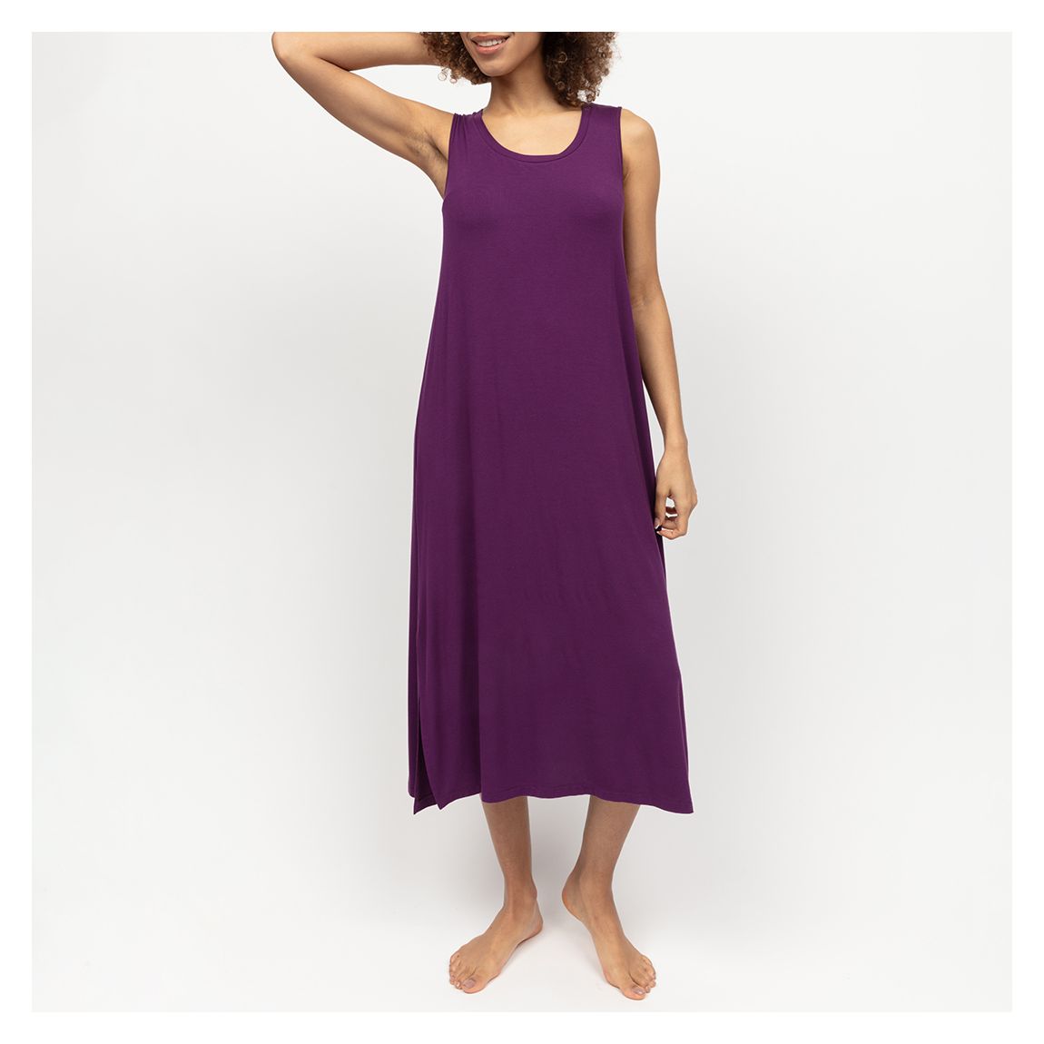 COLETTE DARK PURPLE BUS JERSEY LONG NIGHTDRESS main product photo