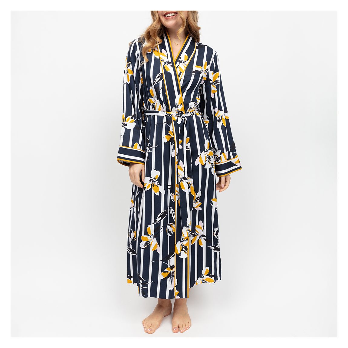KNIGHTSBRIDGE FLORAL STRIPE DRESSING GOWN main product photo