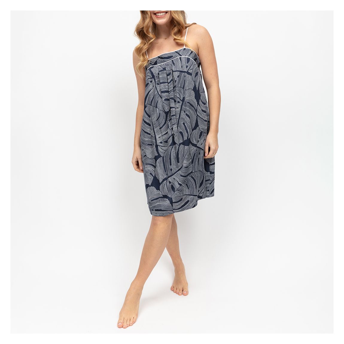 Knightsbridge Leaf Print Strappy Short Nightdress main product photo