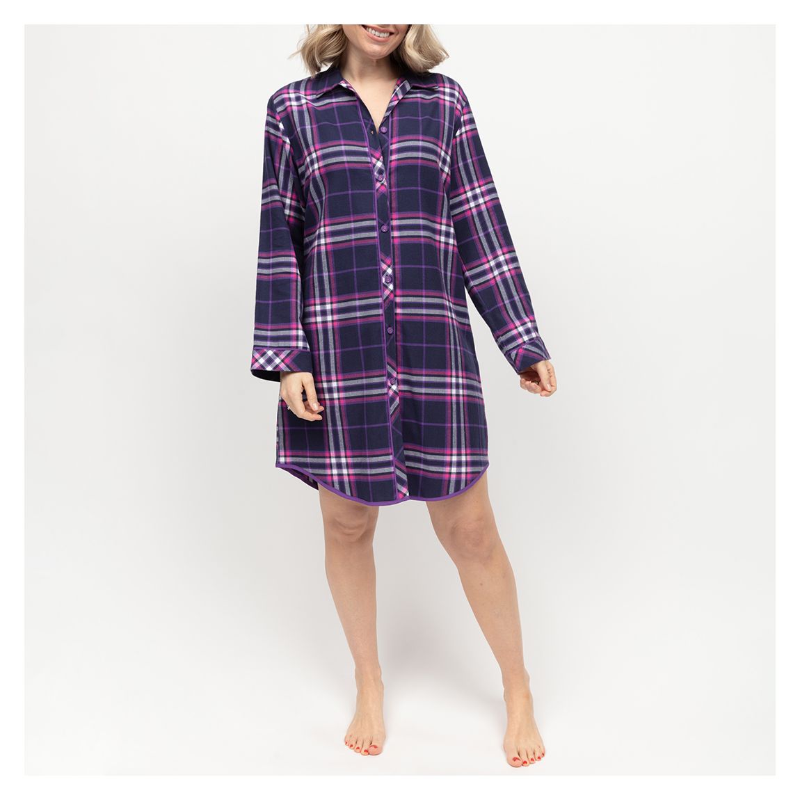 Edie Check Long Sleeve Nightshirt main product photo