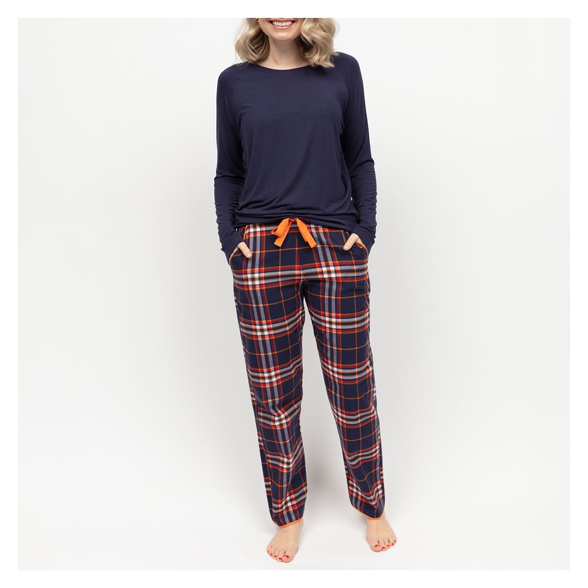 TAYLOR NAVY SLOUCH JERSEY LONG SLEEVE PYJAMA TOP main product photo