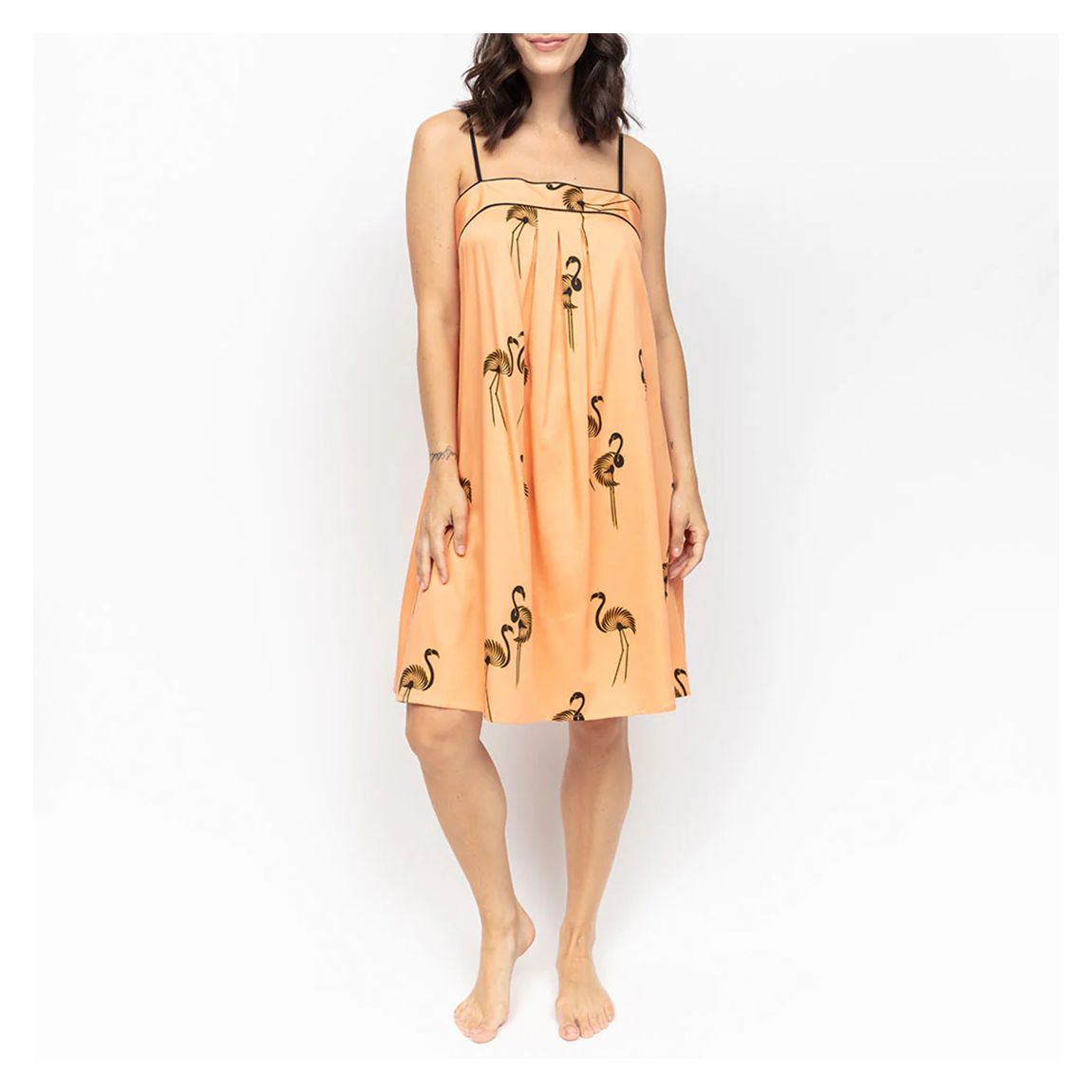 HACKNEY FLAMINGO PRINT STRAPPY SHORT NIGHTDRESS main product photo