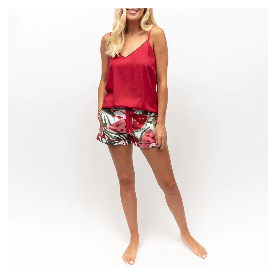 RED CAMI AND WHITE WATERMELON PRINT SHORTS main product photo