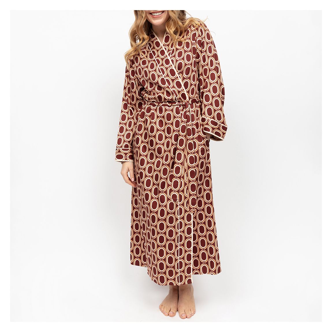 FITZROVIA CHAIN PRINT LONG SLEEVE DRESSING GOWN main product photo