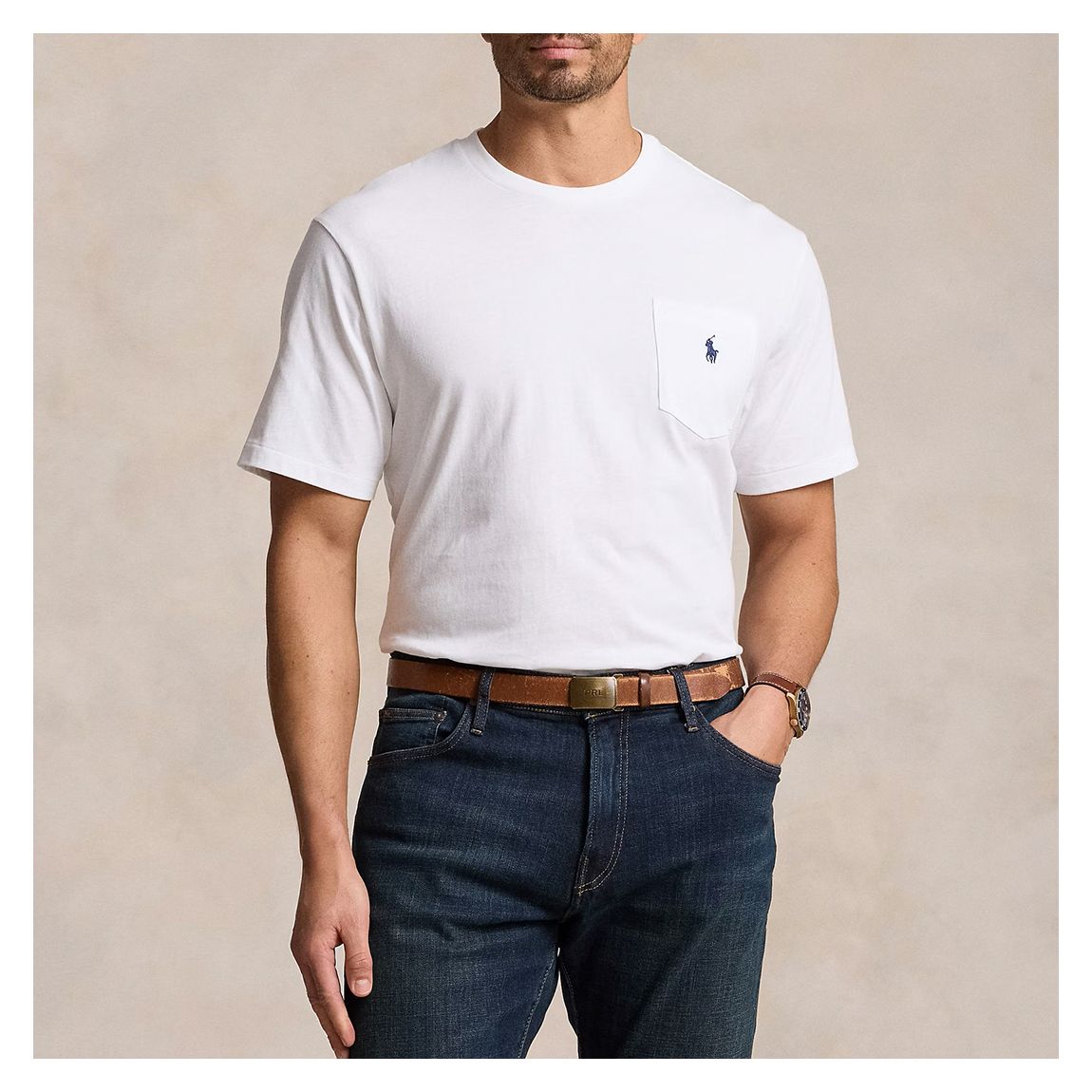 White Pocket Detail Cotton T-Shirt main product photo