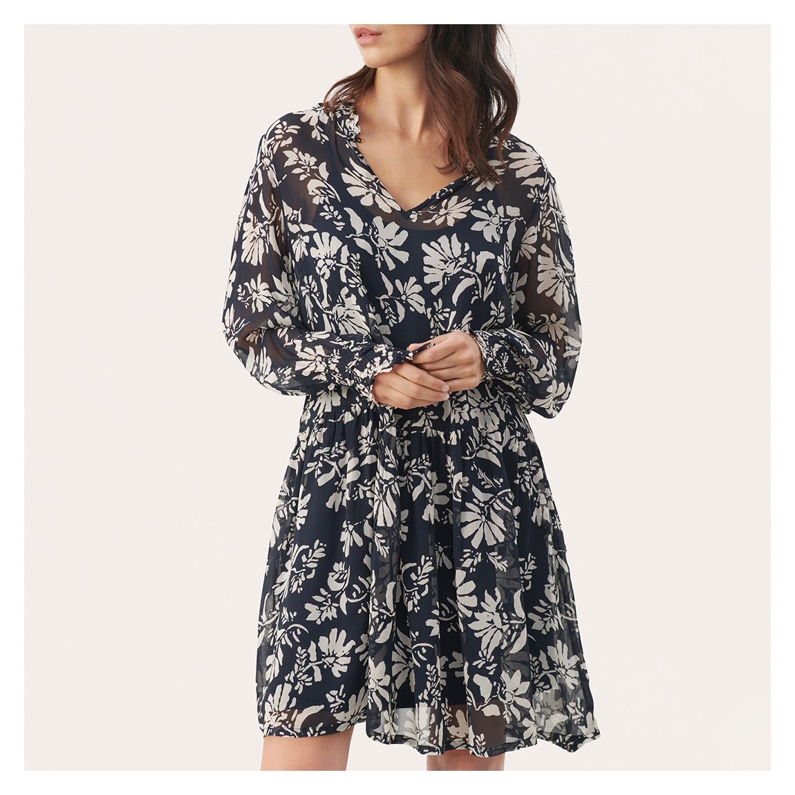 Navy Printed Floaty Mini Dress main product photo