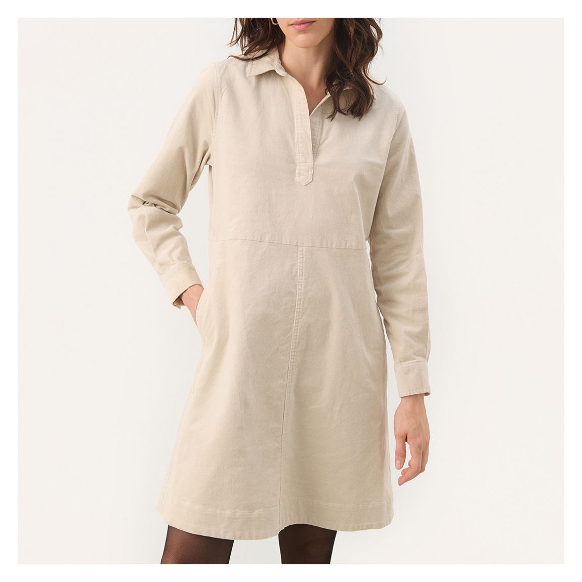 Ecru Corduroy Mini Dress main product photo