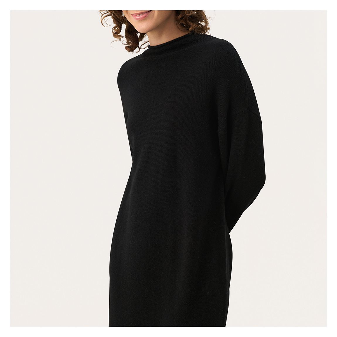 Black Relaxed Cashmere blend Midaxi Dress main product photo