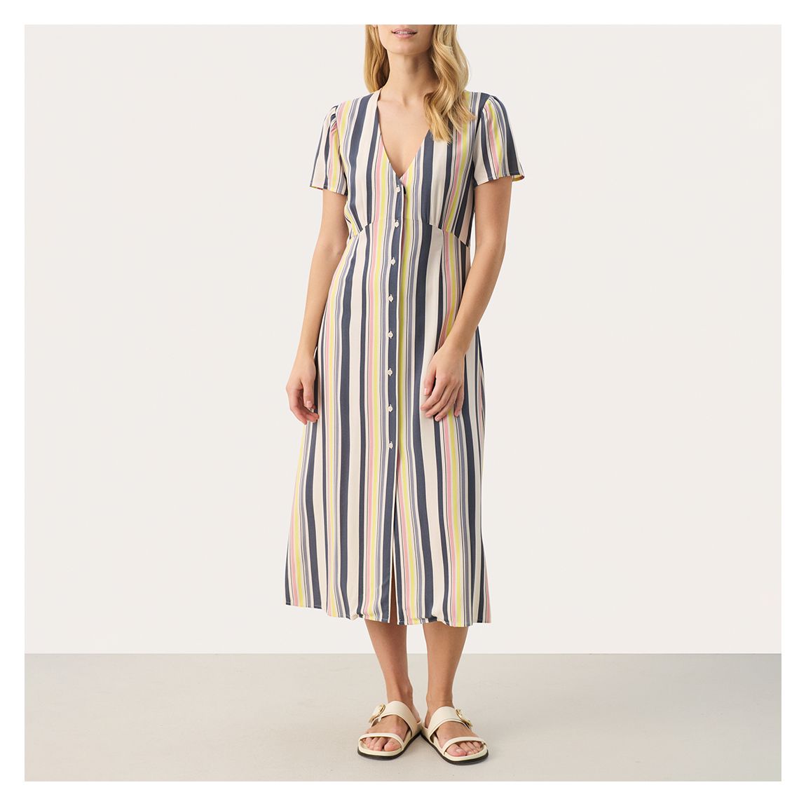 Multi Stripe Boxy Notch Blouse main product photo