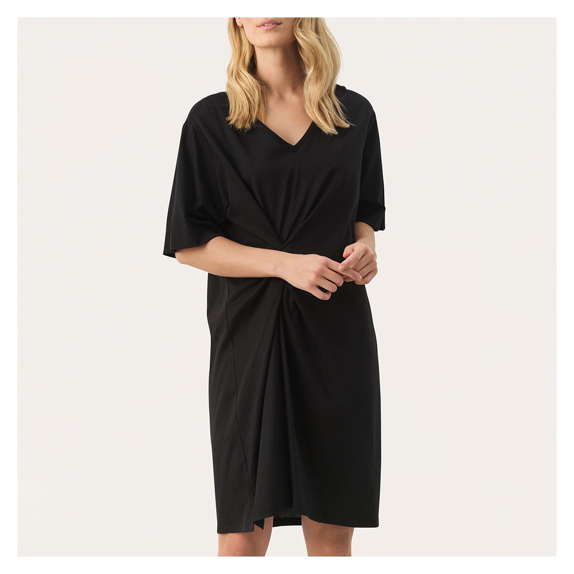 Black Twist Flutter Midi Dress main product photo