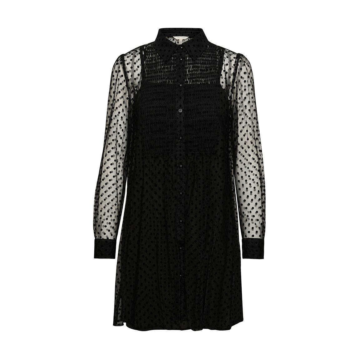 Black Semi Sheer Panelled Mini Dress main product photo