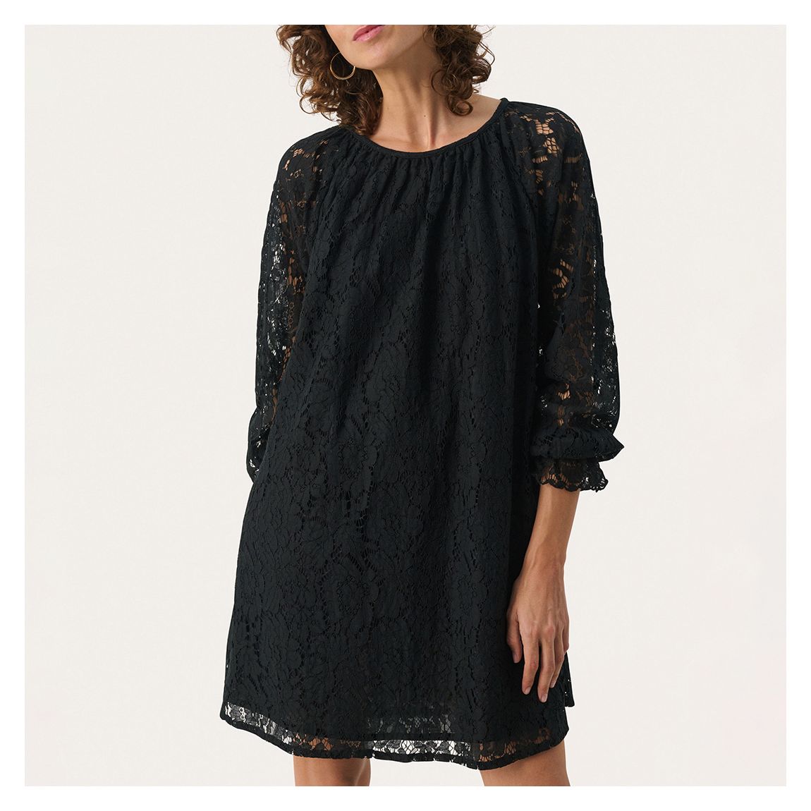 Black Lace Balloon Mini Dress main product photo