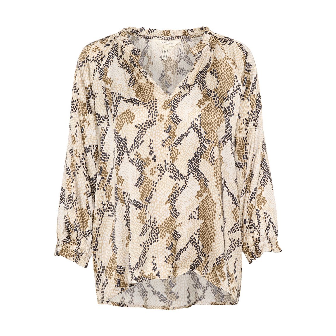 Beige Snake Print Notch Blouse main product photo