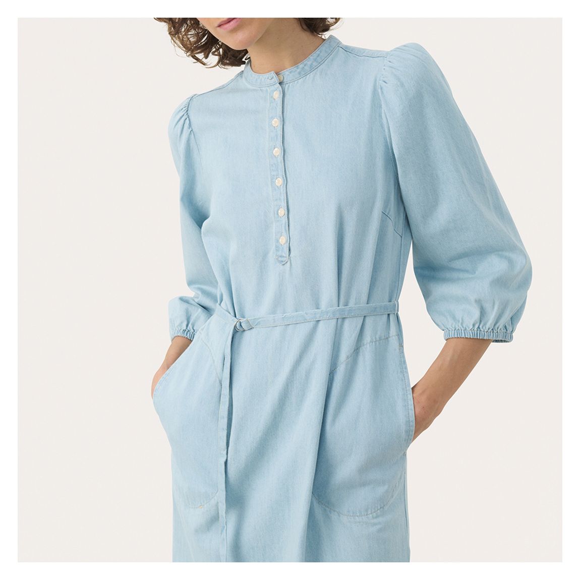Light Blue Denim Midi Dress main product photo