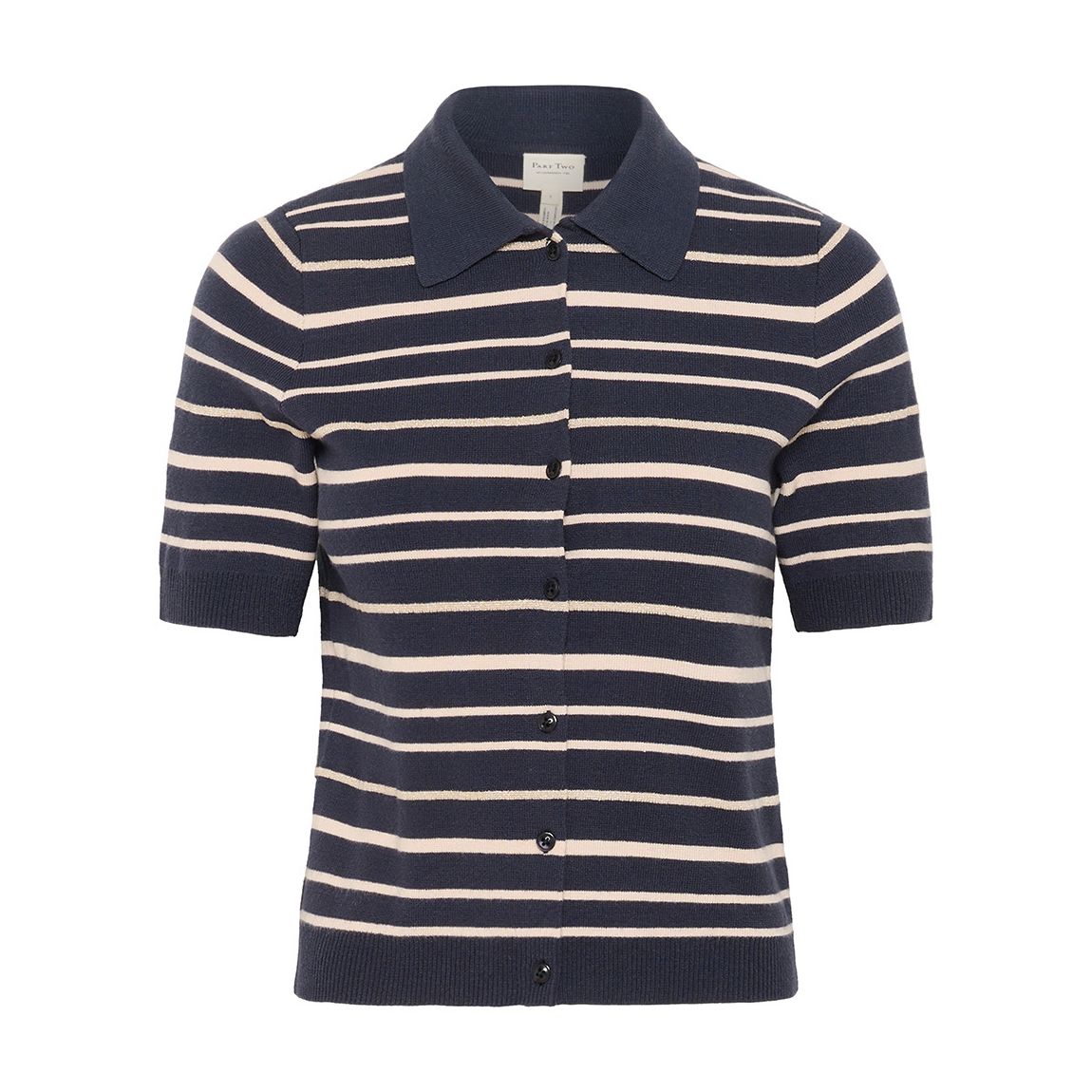 Navy/Ecru Button Through Top main product photo