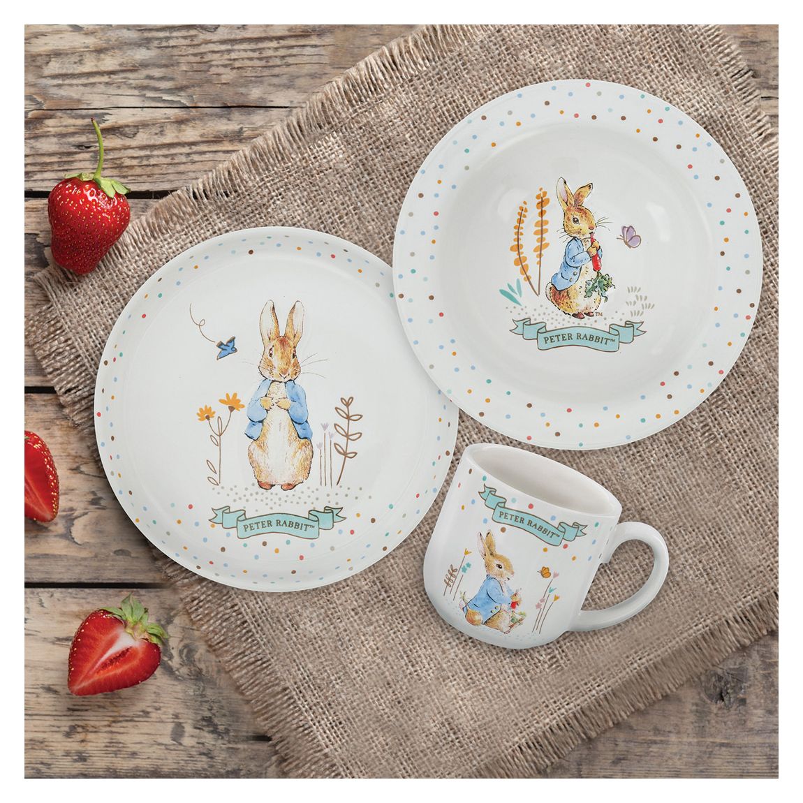 Peter Rabbit Three-Piece Ceramic Dinner Set main product photo