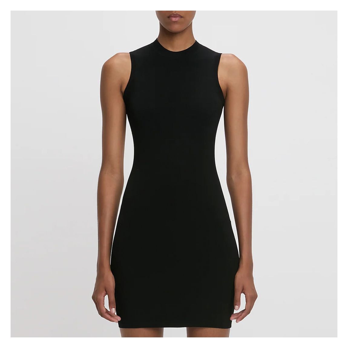 Black High Neck Fitted Mini Dress main product photo