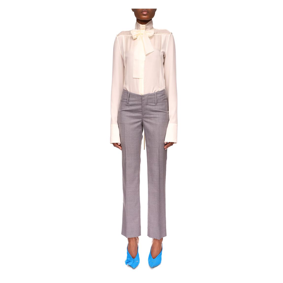 Grey Marl V-Front Cropped Trouser main product photo