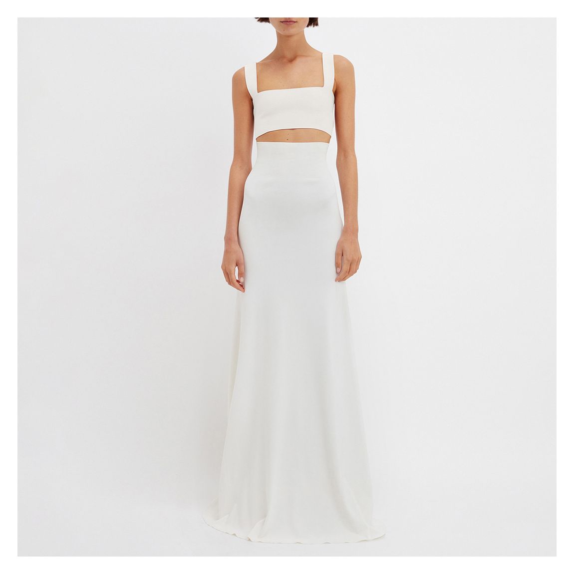 White Ribcage Floor Length Skirt main product photo