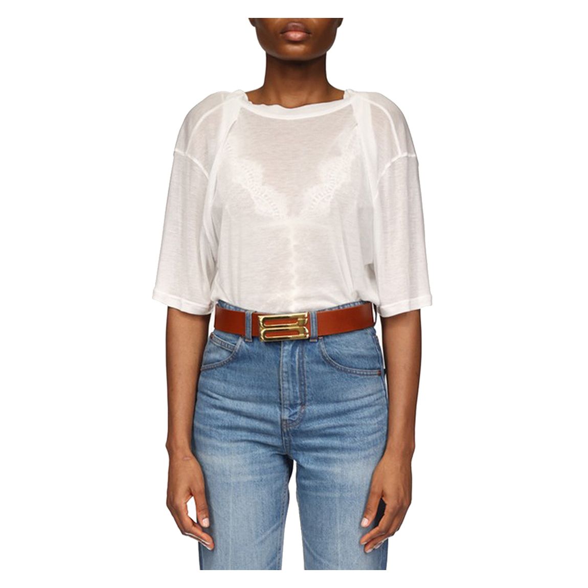 White Drape Sleeve T-Shirt main product photo