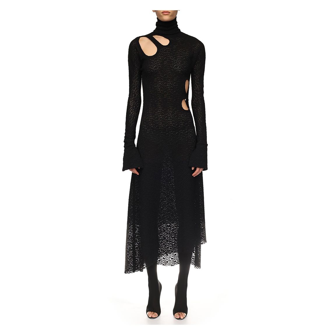 Black Asymmetric Cut Out Midi Dress main product photo