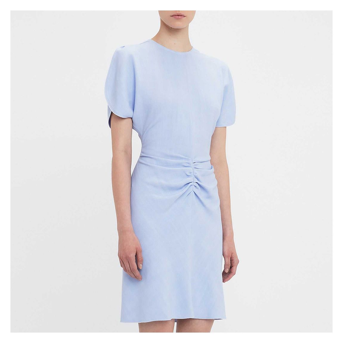 Pale Blue Gathered Waist Mini Dress main product photo