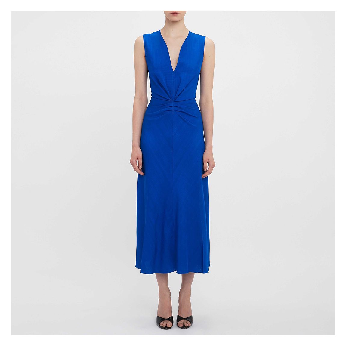Royal Blue Sleeveless Gathered Waist Midi Dress main product photo