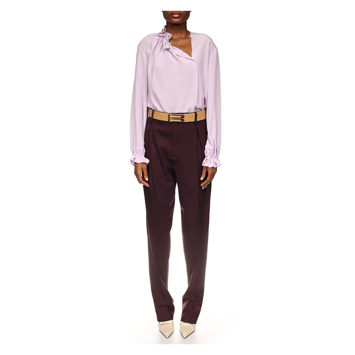 Lilac Asymmetric Ruffle Neck Blouse main product photo