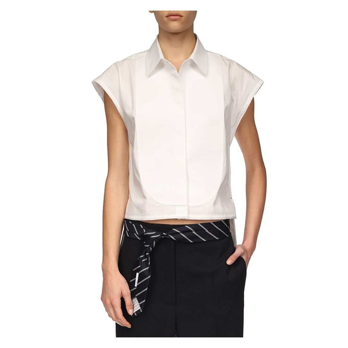 White Drop Shoulder Bib Shirt main product photo