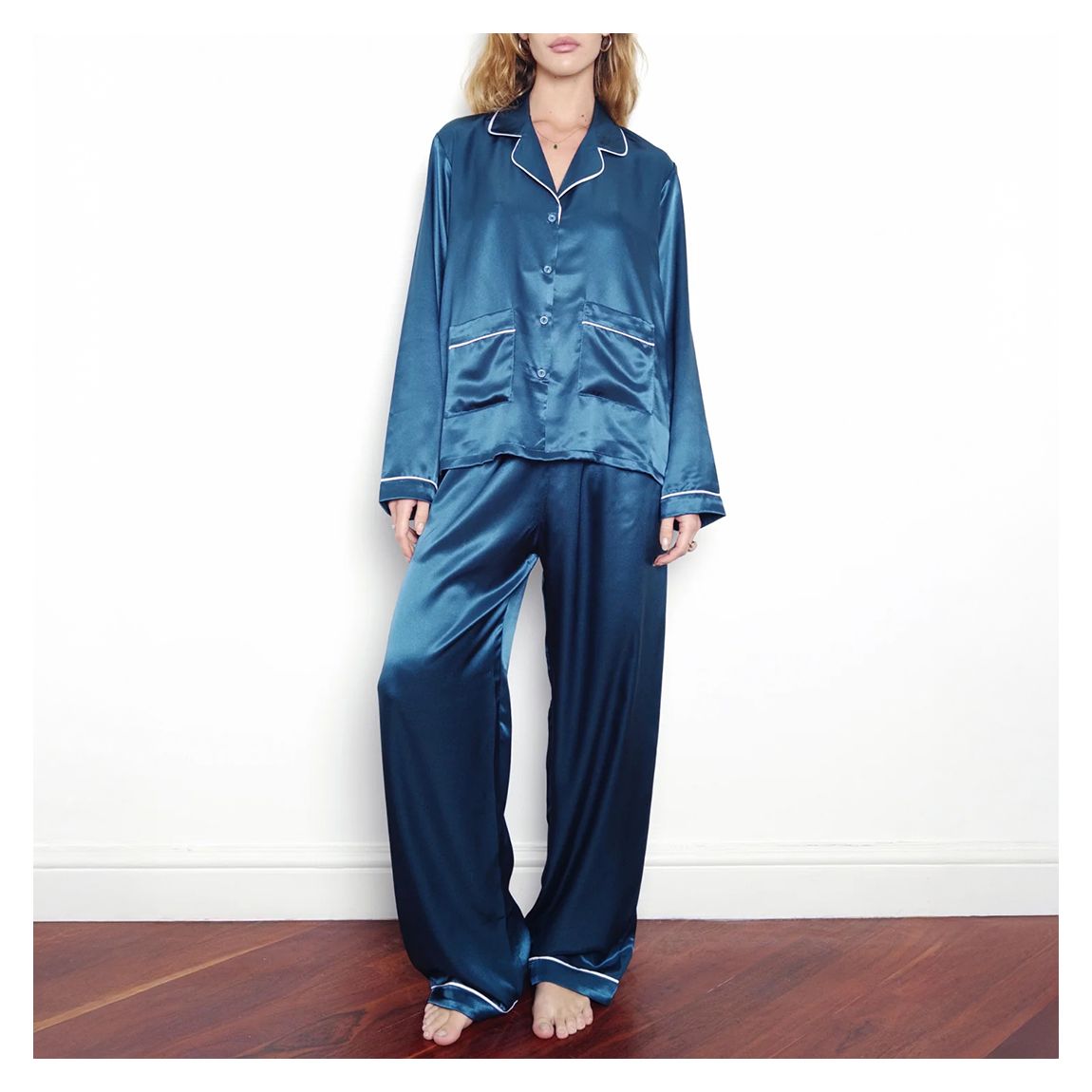 Teal Silk Blend PJs main product photo