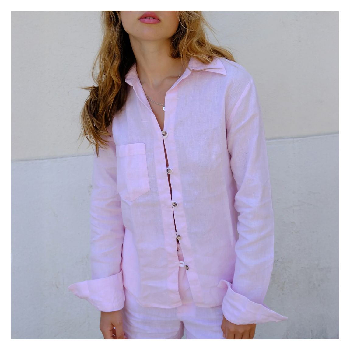 Pale Pink Linen Shirt main product photo