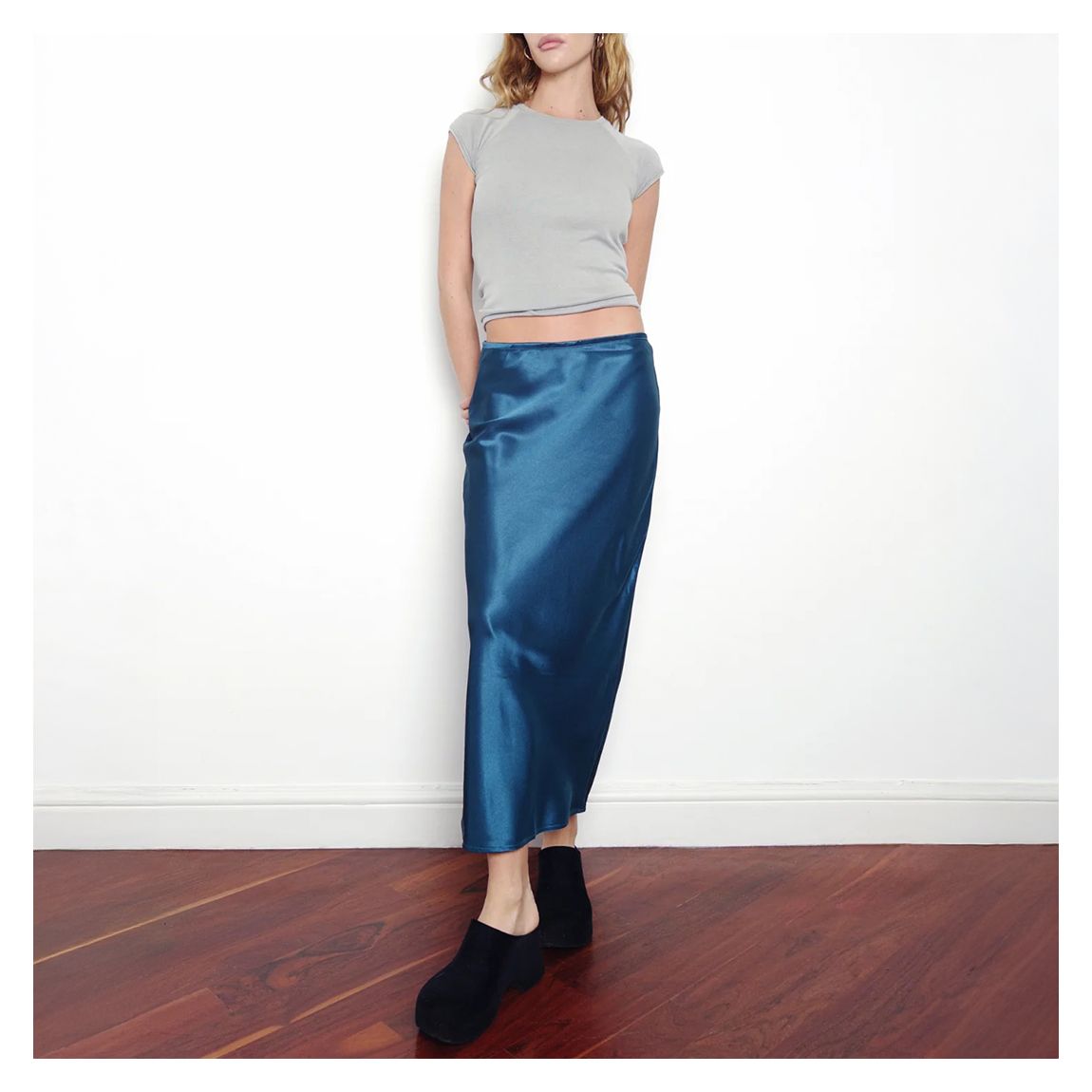 Teal Silk Blend Skirt main product photo