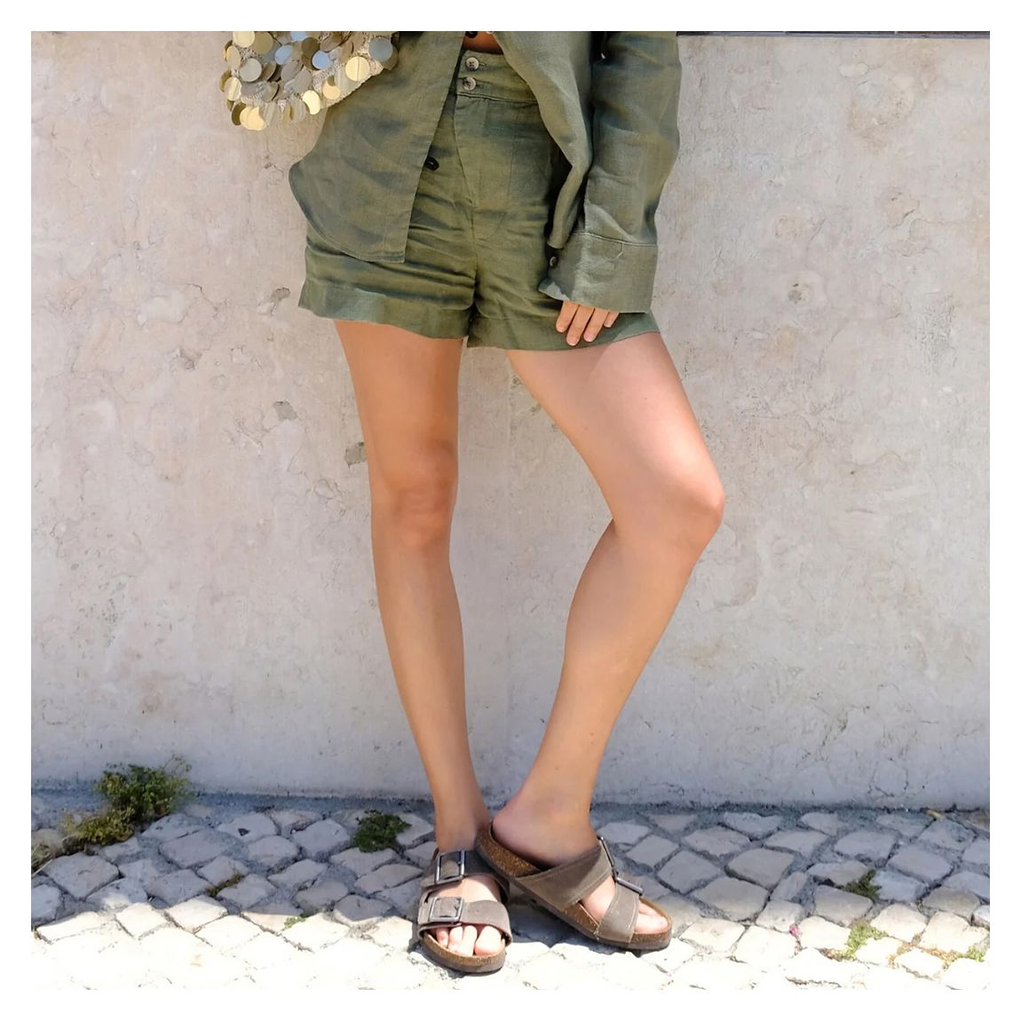 Khaki Linen Shorts main product photo