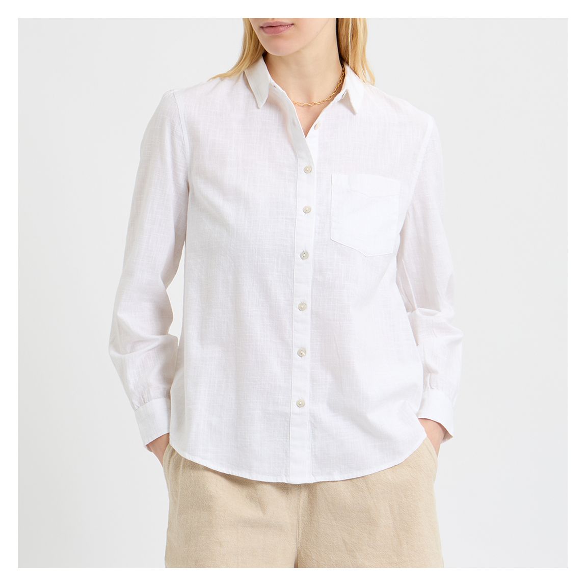 Special Price - White Relaxed Solid Shirt main product photo