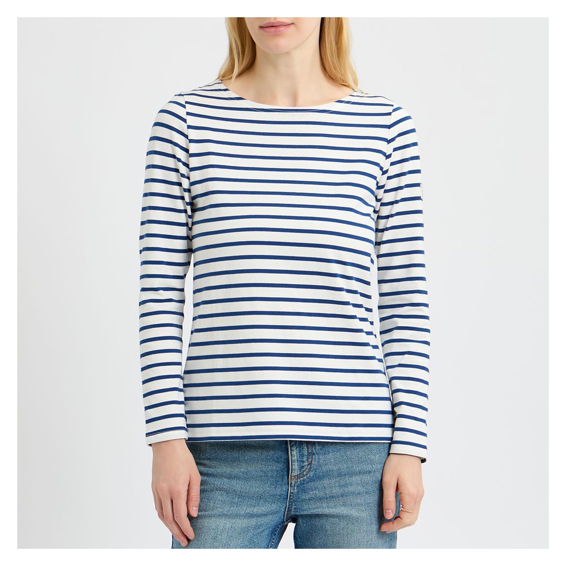 Special Price - White/Navy Stripe Long Sleeve Top main product photo