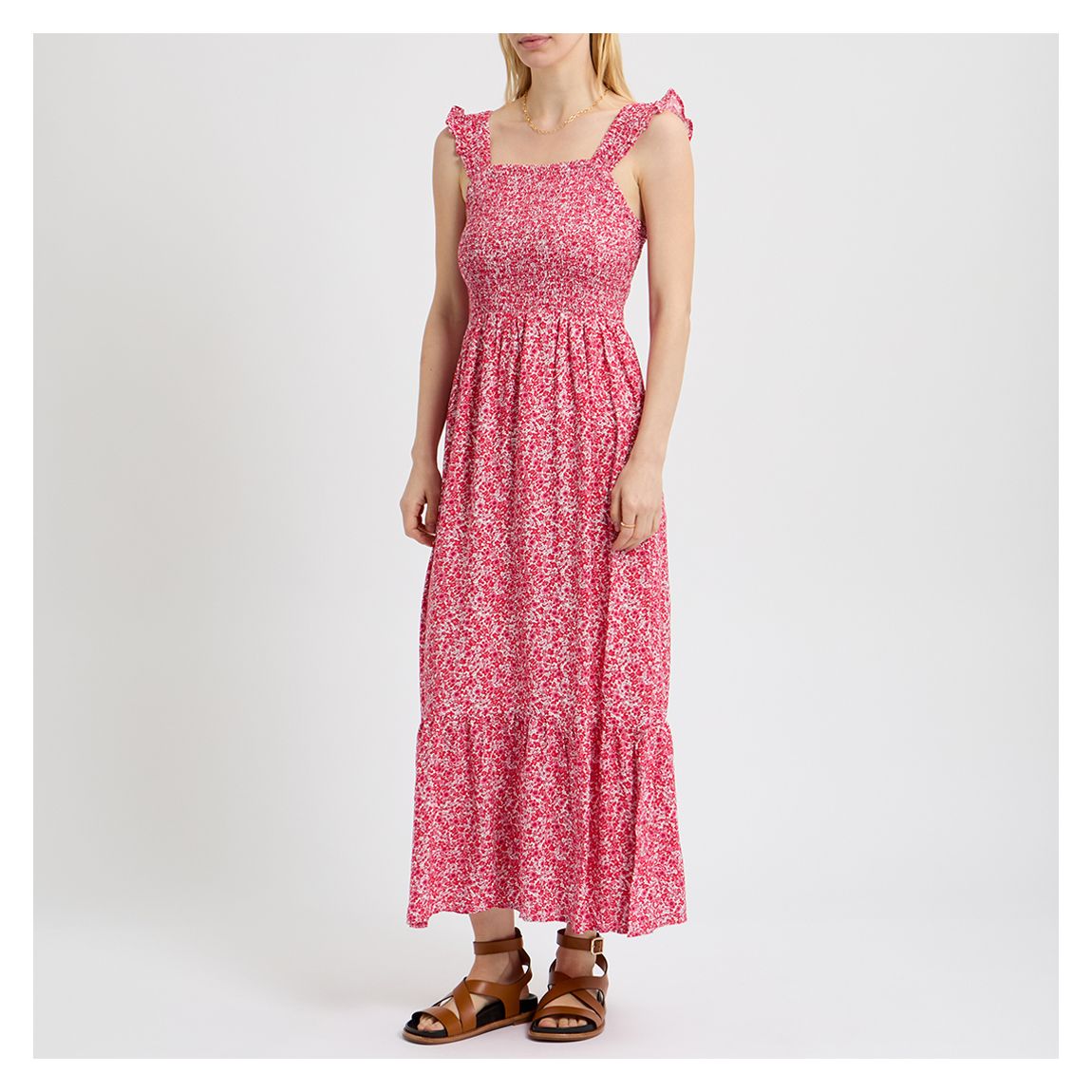 Special Price - Berry Ditsy Print Shirred Tier Dress main product photo