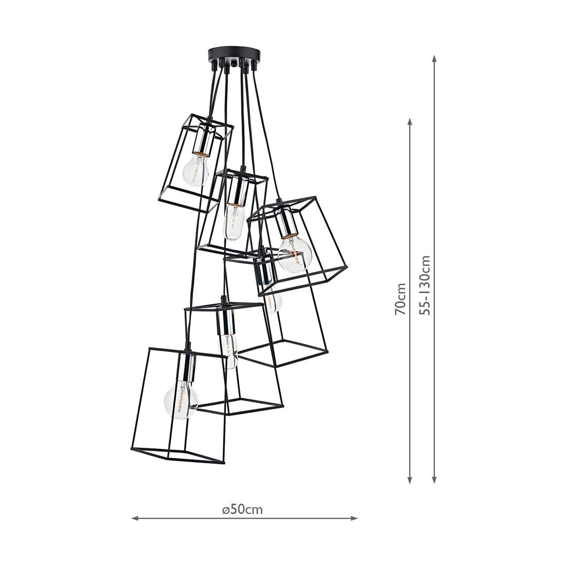 Tower 6Lt Cluster Pend Blk / Pol Chr main product photo