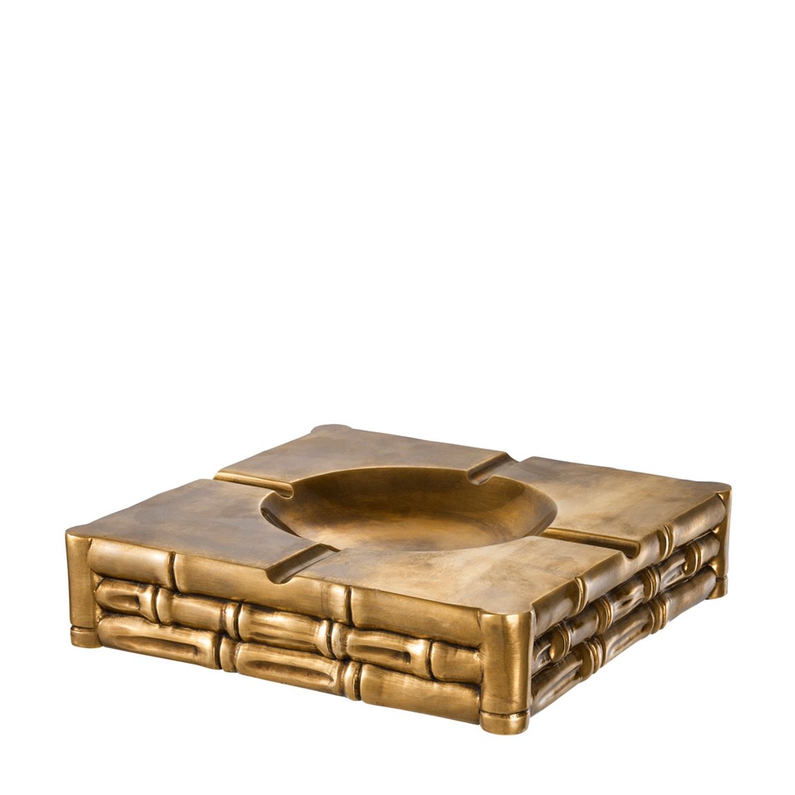 Ashtray Bamboo Vintage Brass Finish main product photo