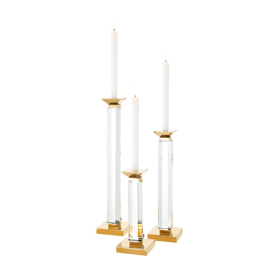 Candle Holder Livia Gold Finish Clear Crystal Glass Set Of 3 main product photo