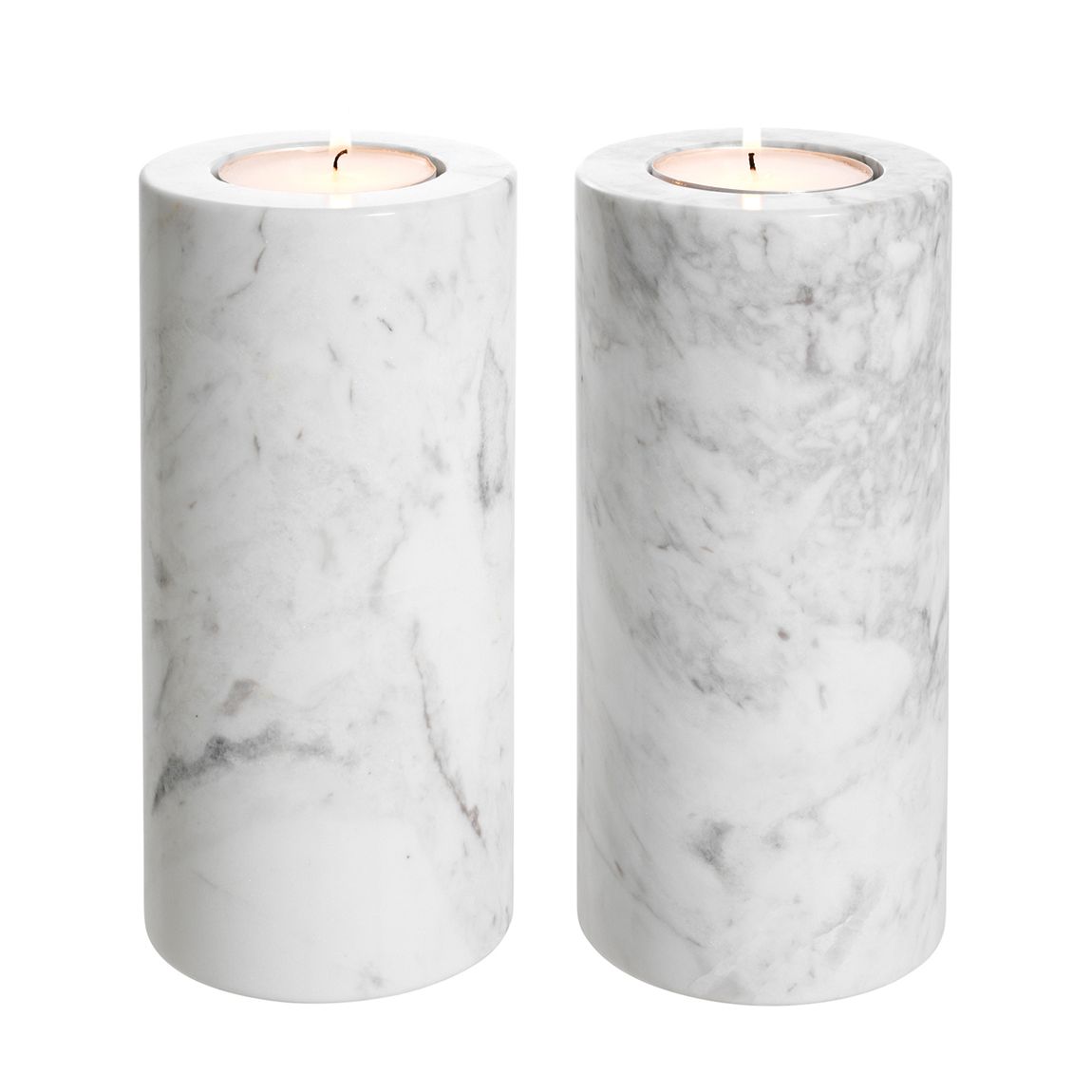 Tealight Holder Tobor L White Marble Set Of 2 main product photo