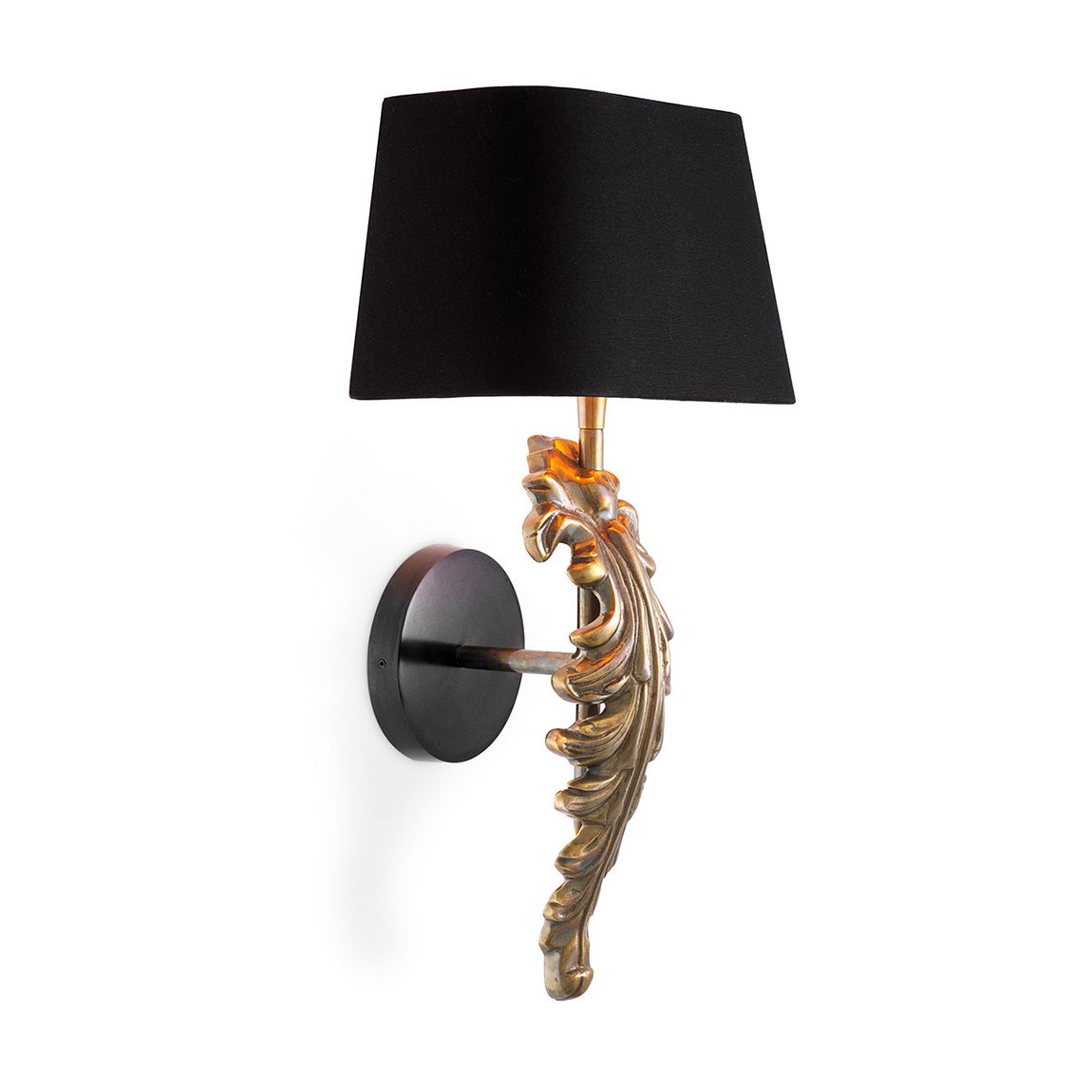 Wall Lamp Beau Site Vintage Brass Finish Incl Black Shade main product photo