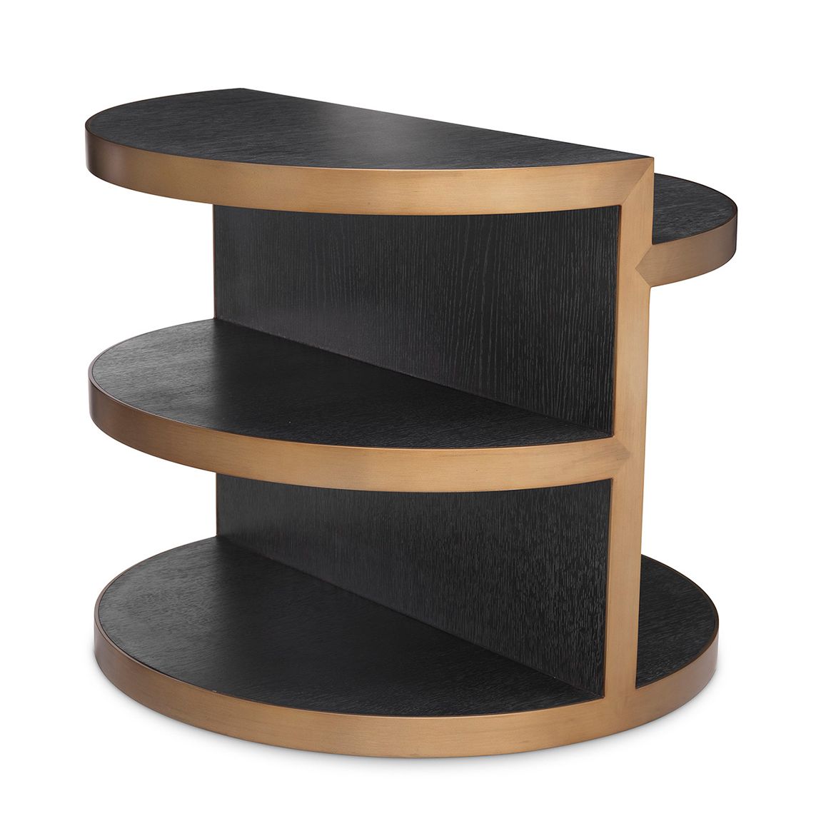 Side Table Nilo Charcoal Grey Oak Veneer Brushed Brass Finish main product photo