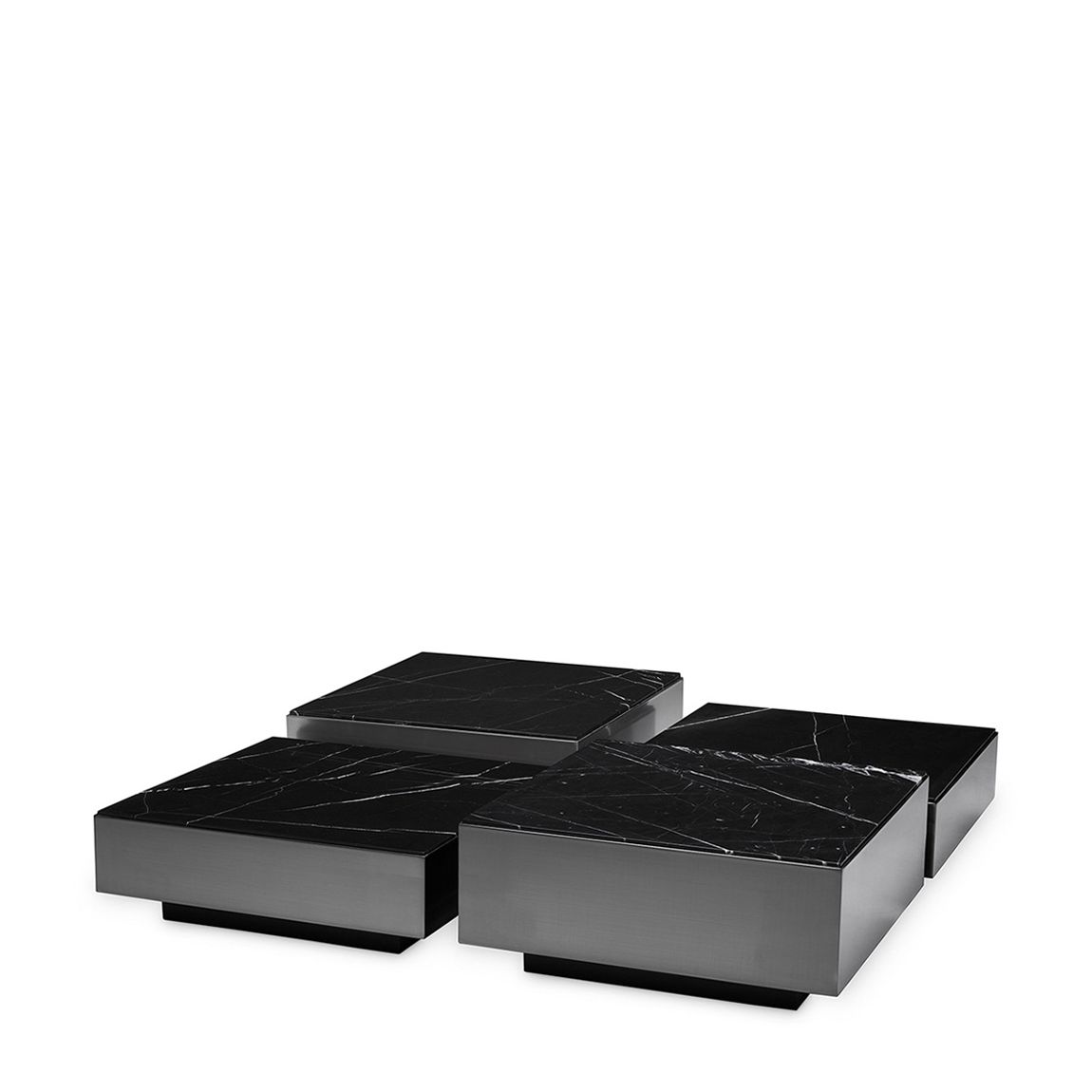 Coffee Table Esposito bronze finish black marble set of 4 main product photo