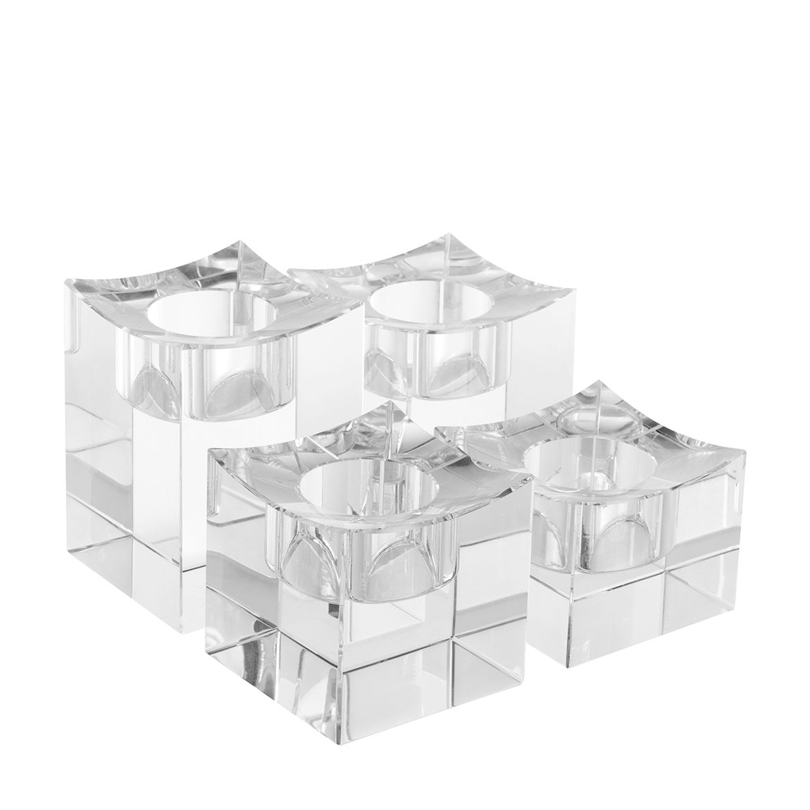 Tealight Holder Giancarlo Low Crystal Glass Set Of 4 main product photo