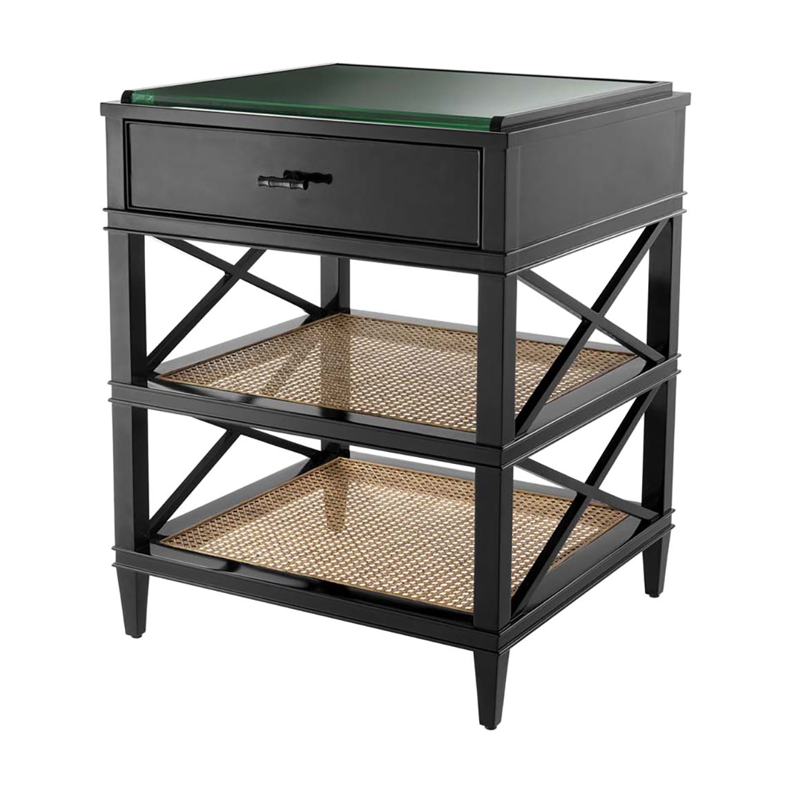 Side Table Bahamas Black Finish Natural Cane main product photo