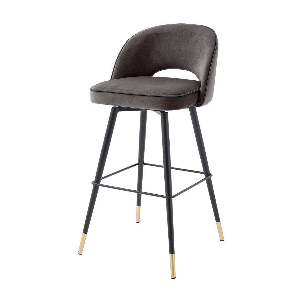 Bar Stool Cliff Savona Grey Velvet Set Of 2 main product photo