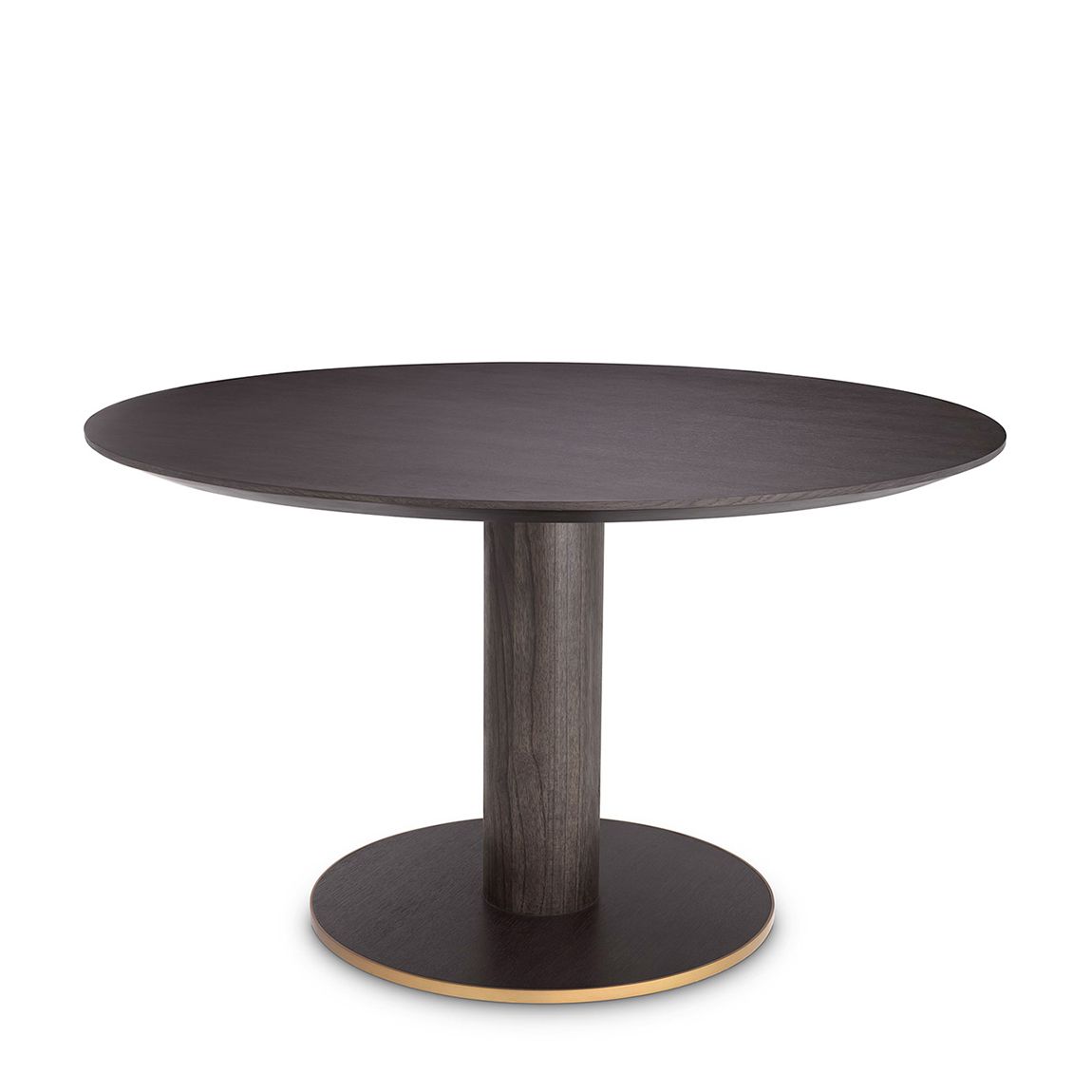 Dining Table Astro Mocha Oak Veneer Brushed Brass Finish main product photo