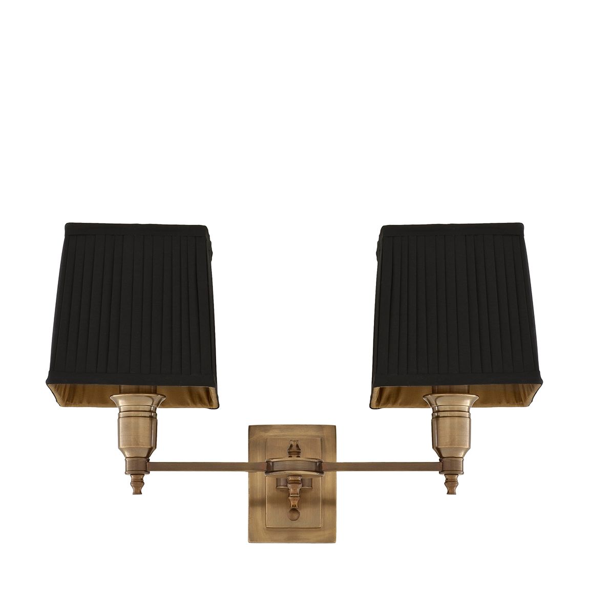 Wall Lamp Lexington Double Antique Brass Finish Incl Black Shades main product photo